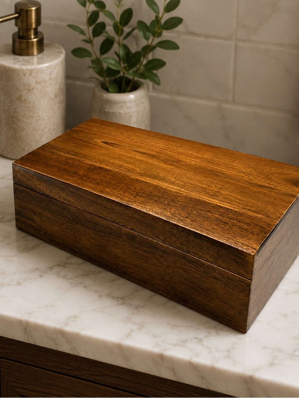Vintage Solid Wood Jewelry Box Mid Century 1960s Scandinavian Style